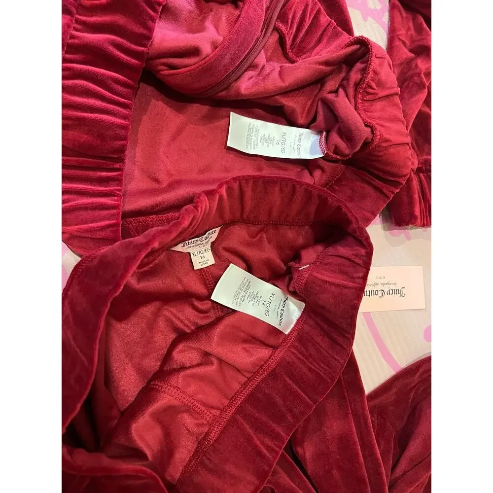 NWT❤️JUICY COUTURE Girl's Foil Print Velour Zip Up Hoodie and legging sets szXL